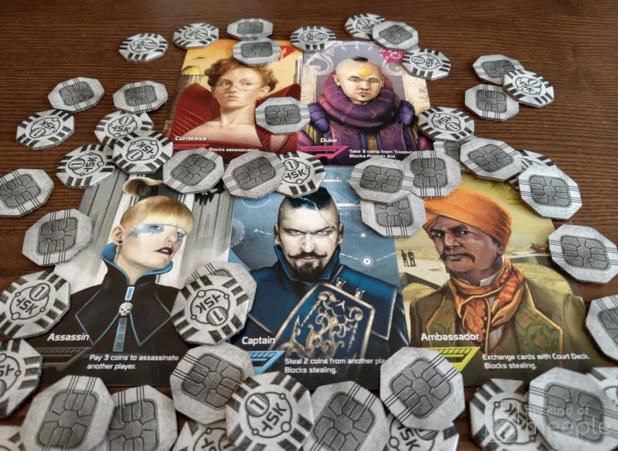 Coup cards and chips