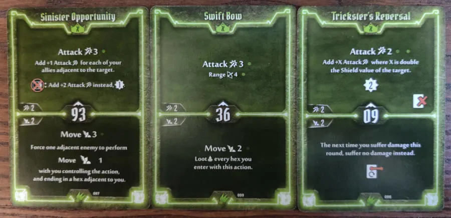 Scoundrel level X cards - Sinister Opportunity, Swift Bow, Trickster's Reversal
