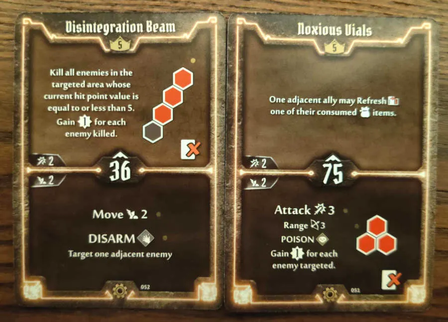 Tinkerer Level 5 cards - Disintegration Beam, Noxious Vials