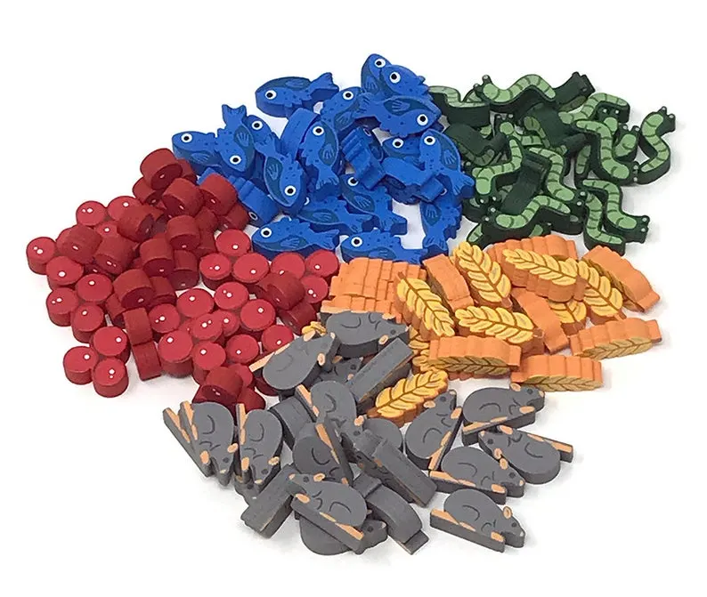 Realistic food tokens. Image credit: Meeple Source on Etsy. 