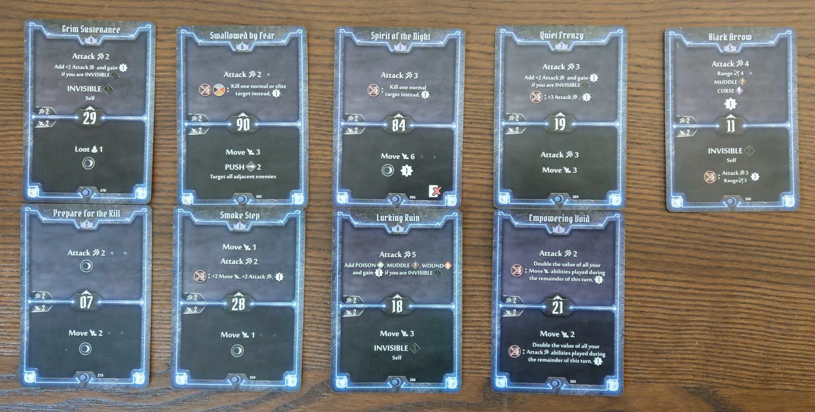 Level 8 Nightshroud build cards
