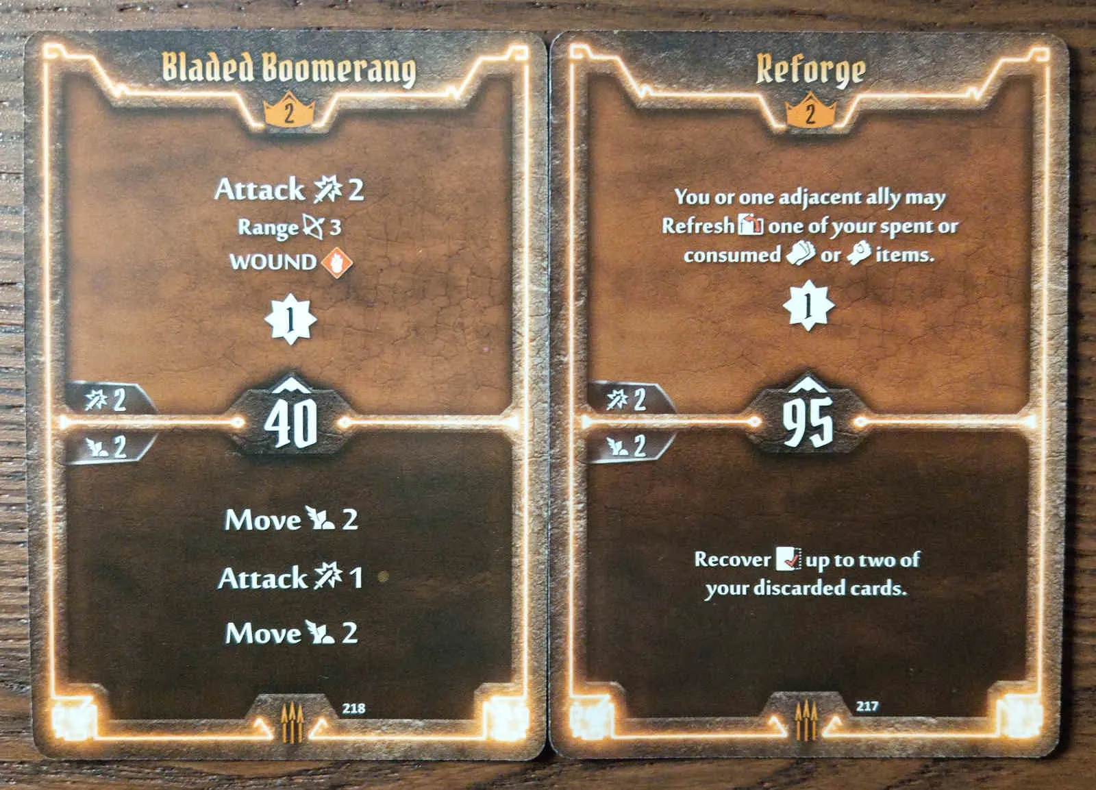 Level 2 Quartermaster cards - Bladed Boomerang and Reforge