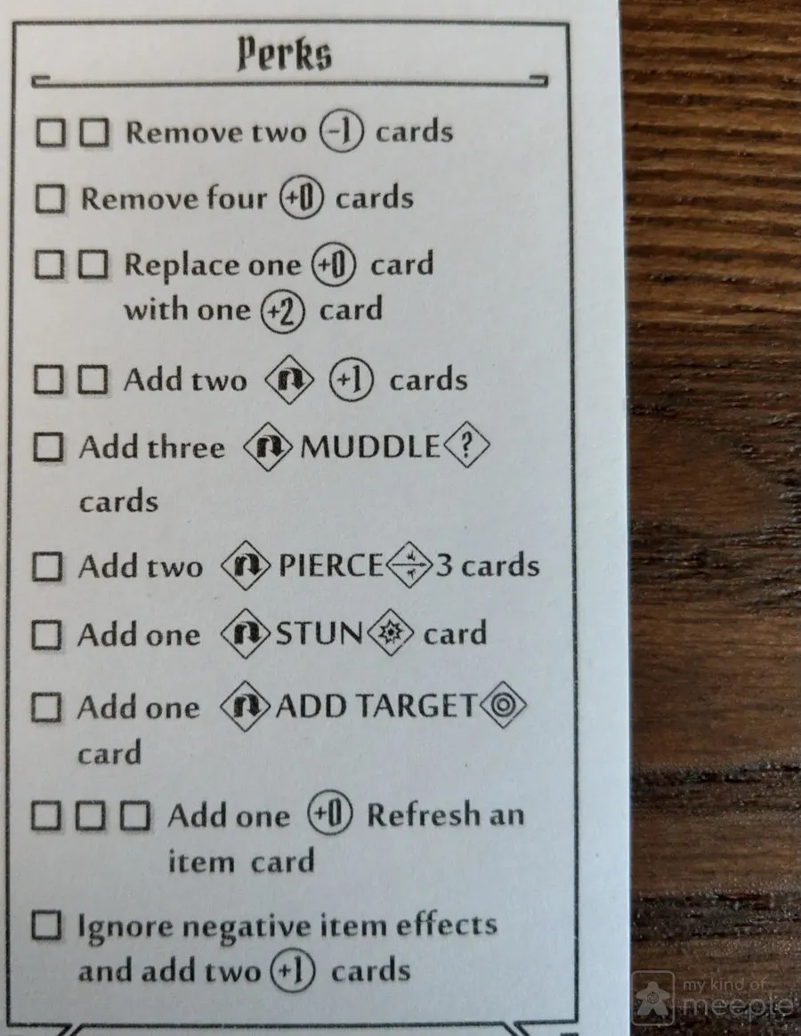 Gloomhaven Quartermaster perks sheet