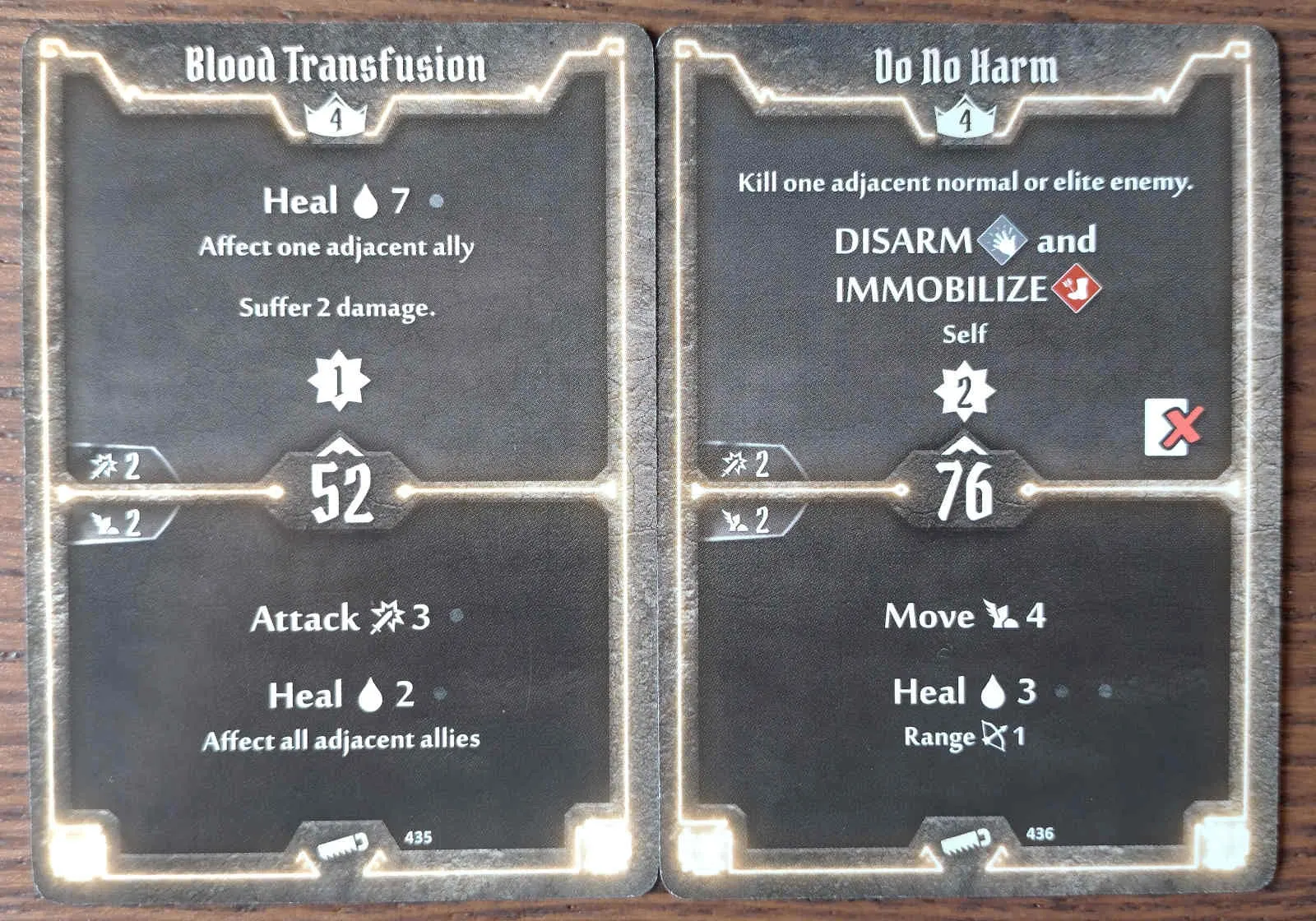 Level 4 Sawbones cards - Blood Transfusion and Do No Harm