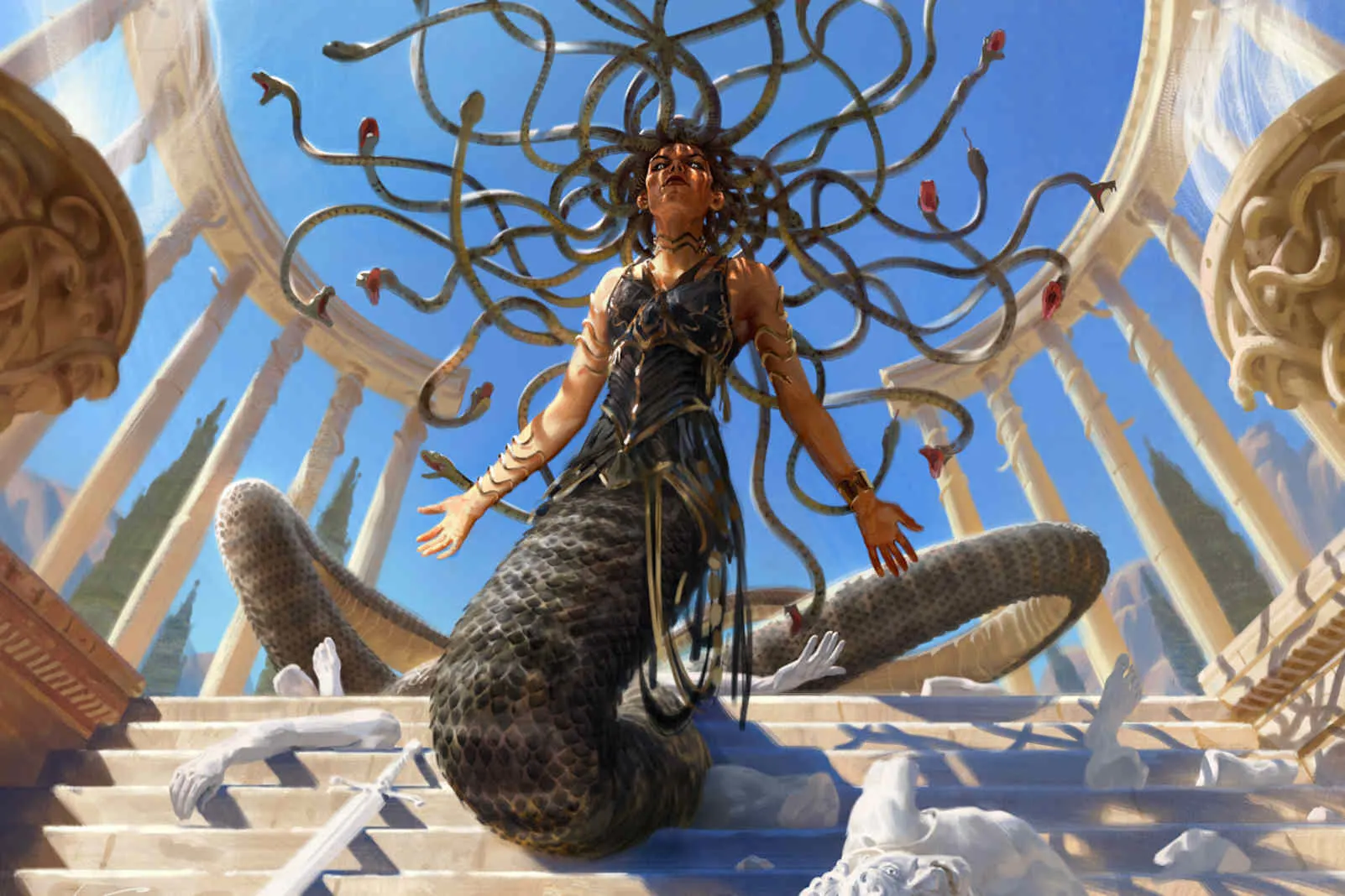 Venomous Hierophant MTG card with deathtouch. Image: Wizards of the Coast. Artist: Johannes Voss.
