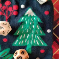 dnd stocking christmas tree with dice