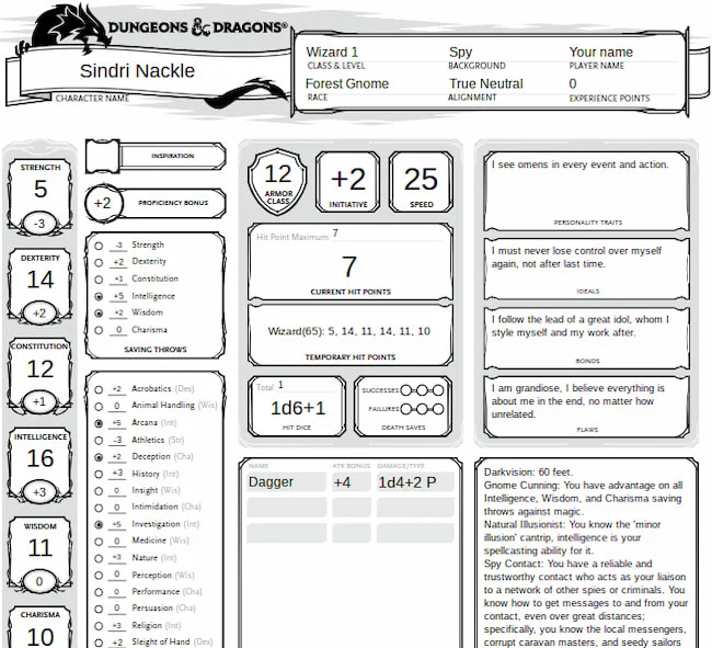 What Is The D D 5E Character Sheet How Can You Access The 59 OFF