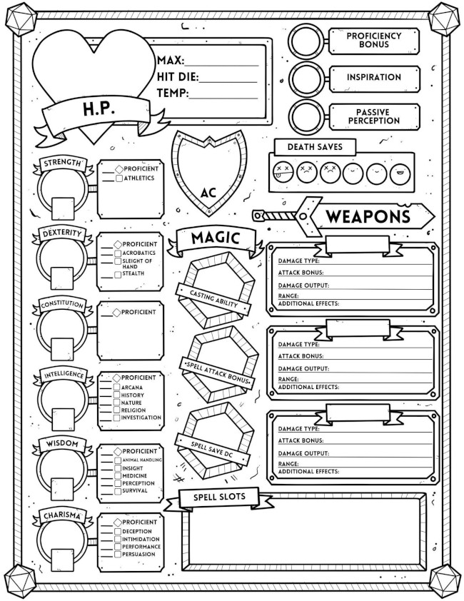 Oc My Take On A Custom First Page Of A 5e Character Sheet R Dnd The 