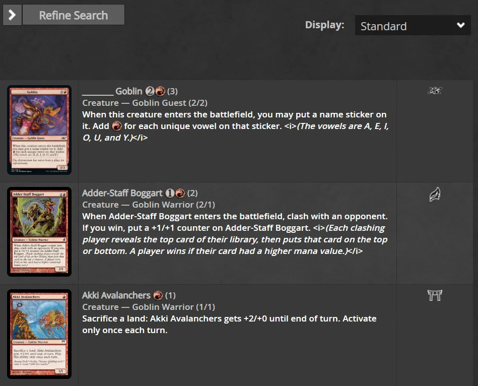 Gatherer Search Results