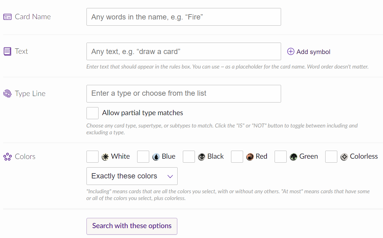 Scryfall Advanced Search